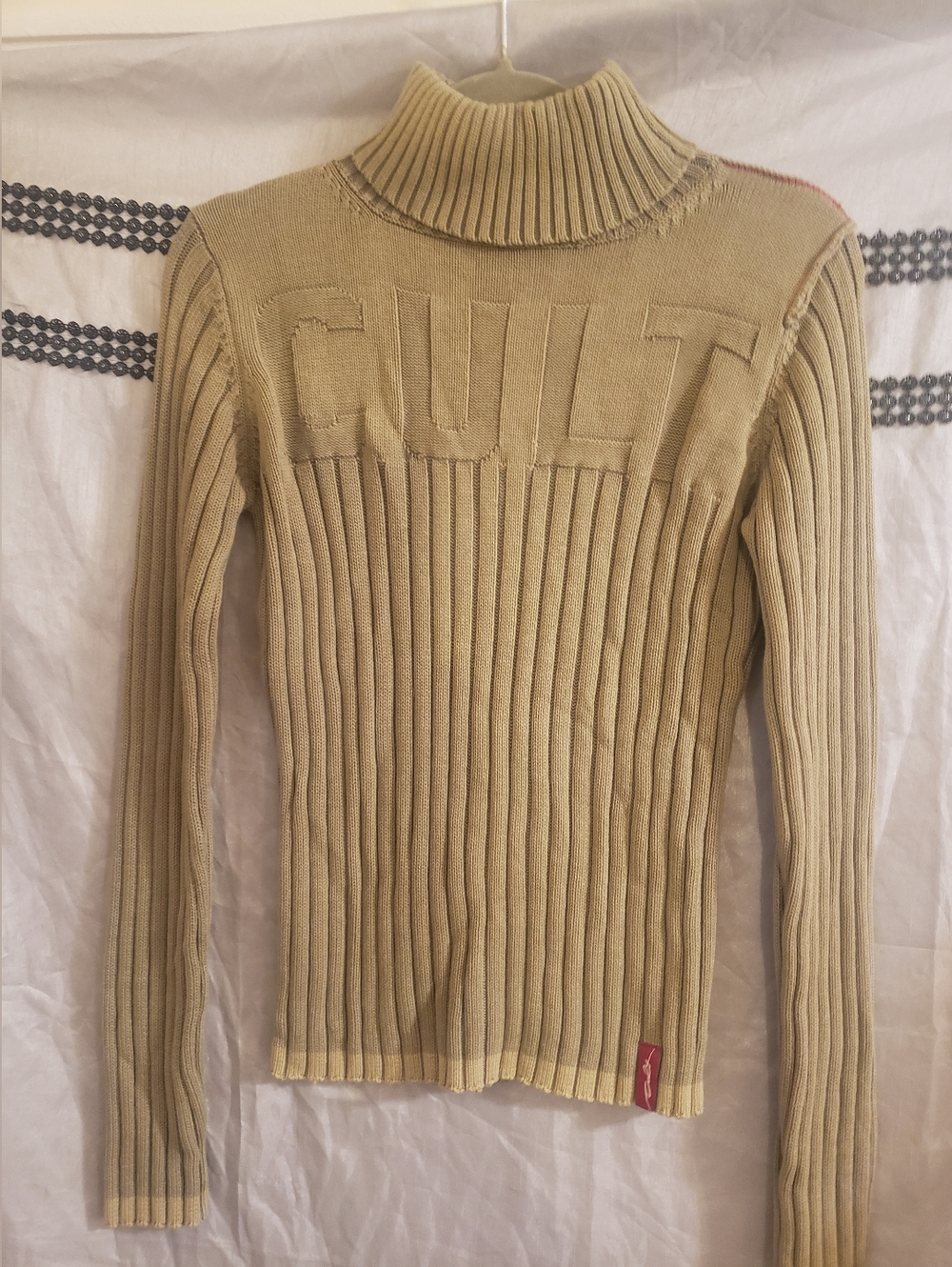 🔥 So Hip Its HOT! Vintage CULT Industries Ribbed Bodycon Turtleneck, Taupe, L/S